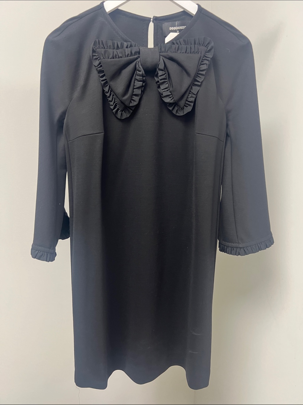 Dsquared2 Black Ruffle Bow Shift Dress